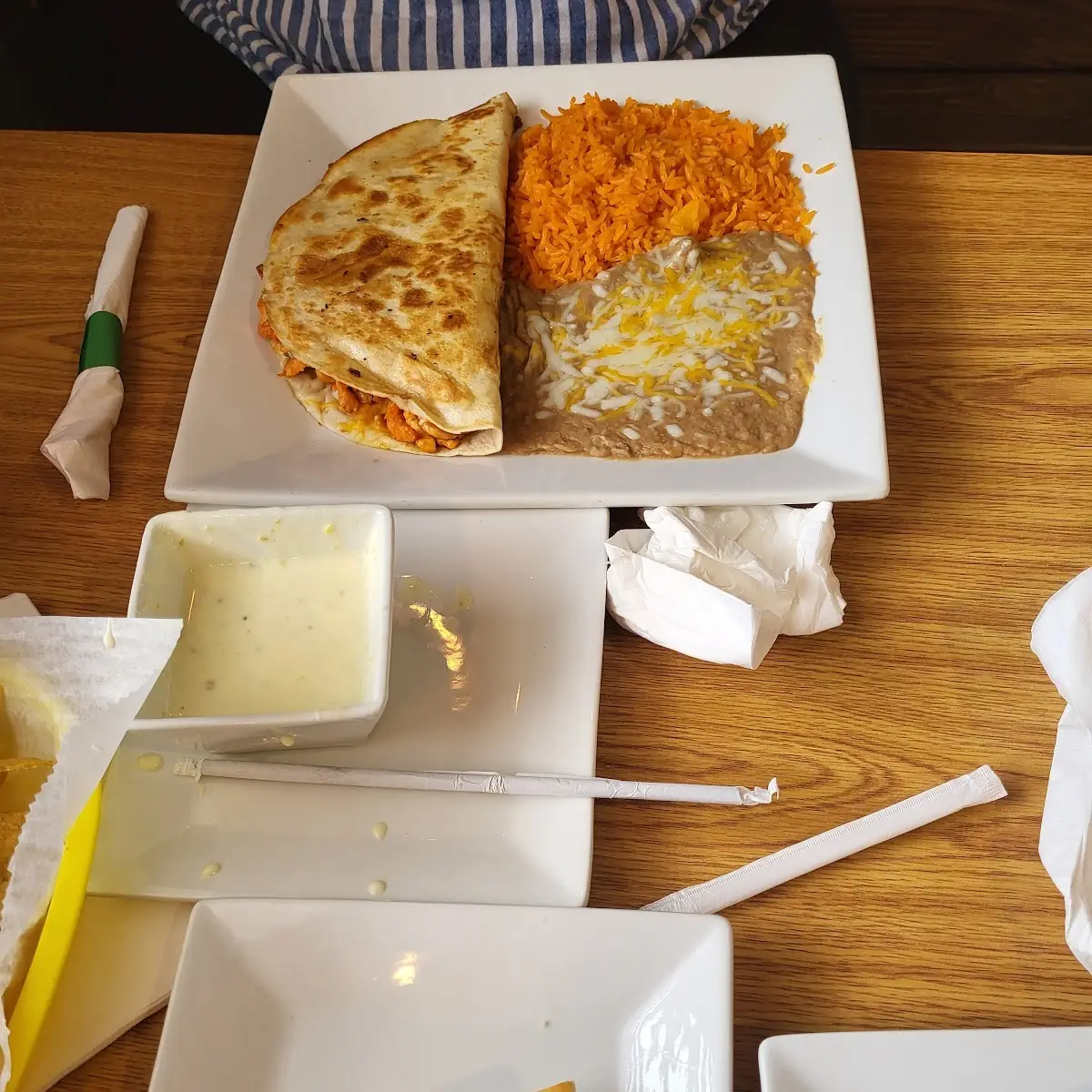 Chicken Quesadilla and Rice and Beans