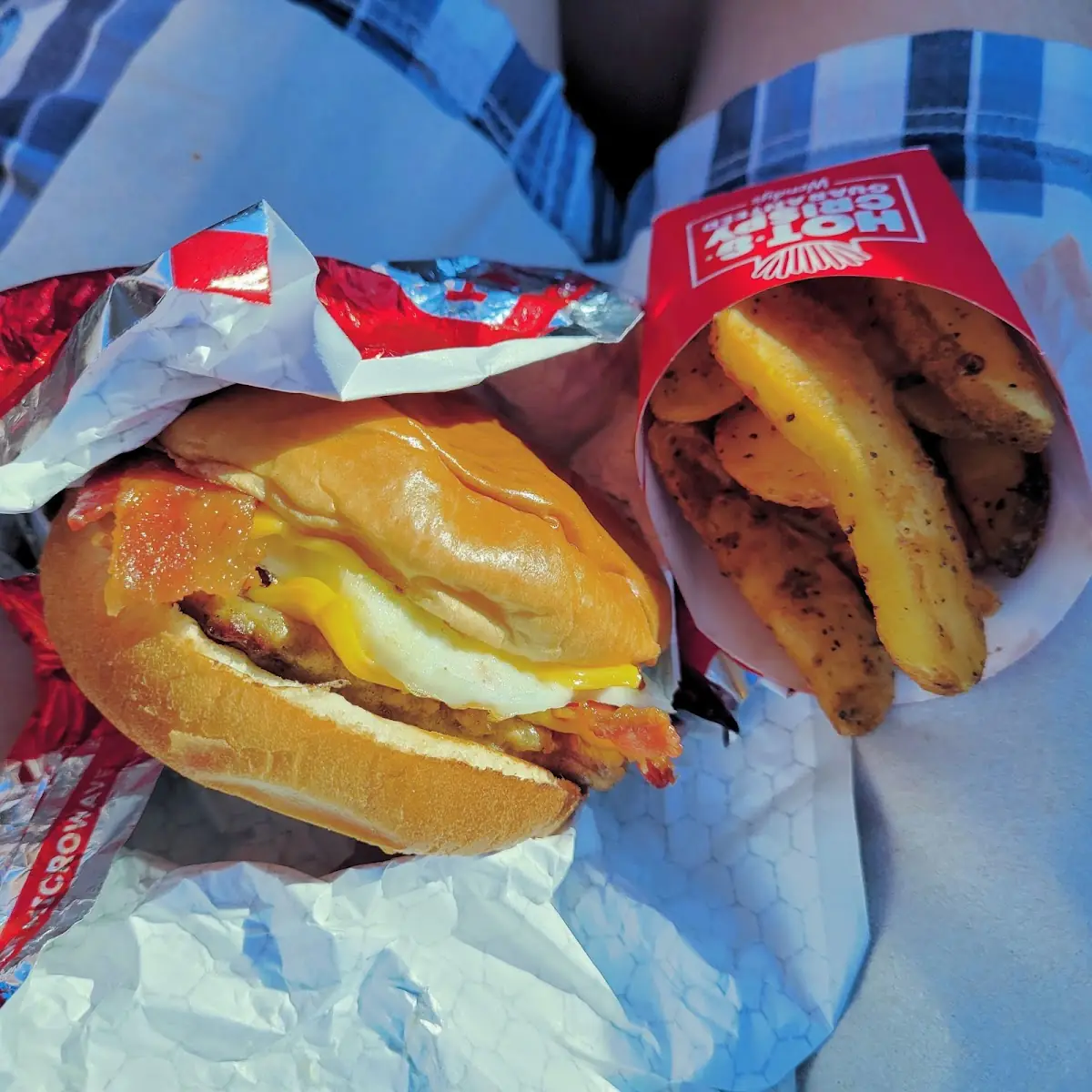 Breakfast Baconator with Potato Wedges