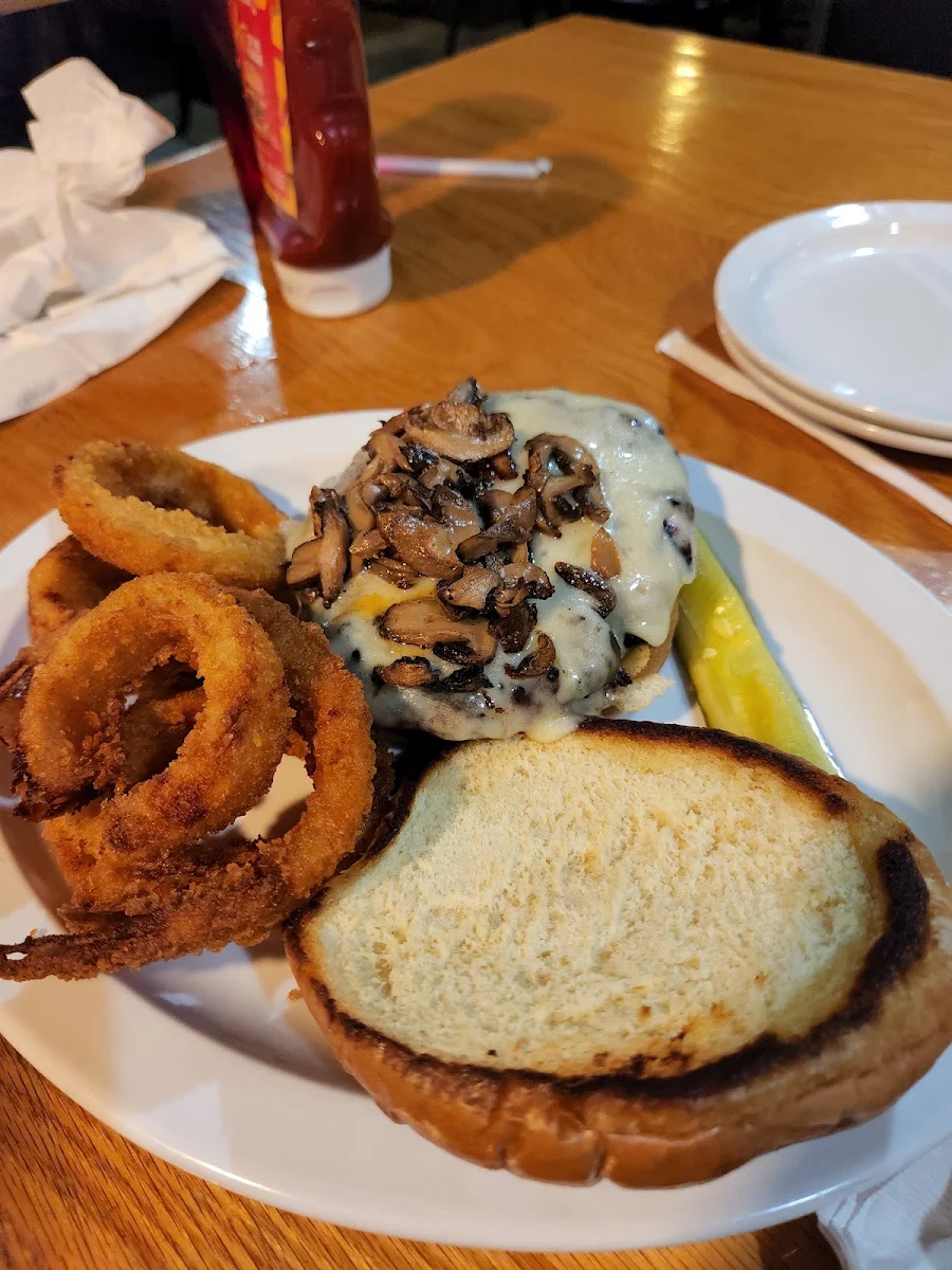 Mushroom Swiss Burger with Fries