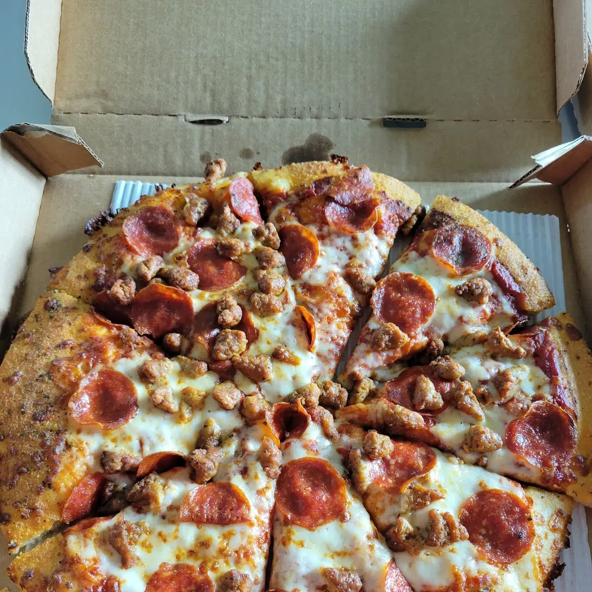 Pan Pepperoni and Sausage Pizza