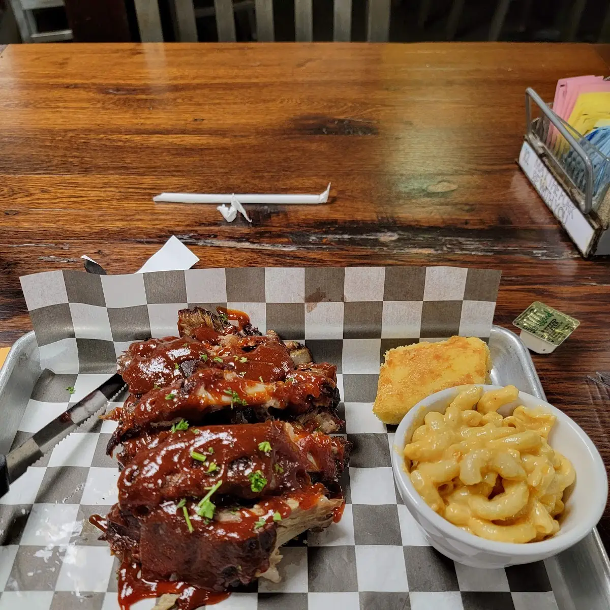 BBQ Ribs with Greens and Corn Bread
