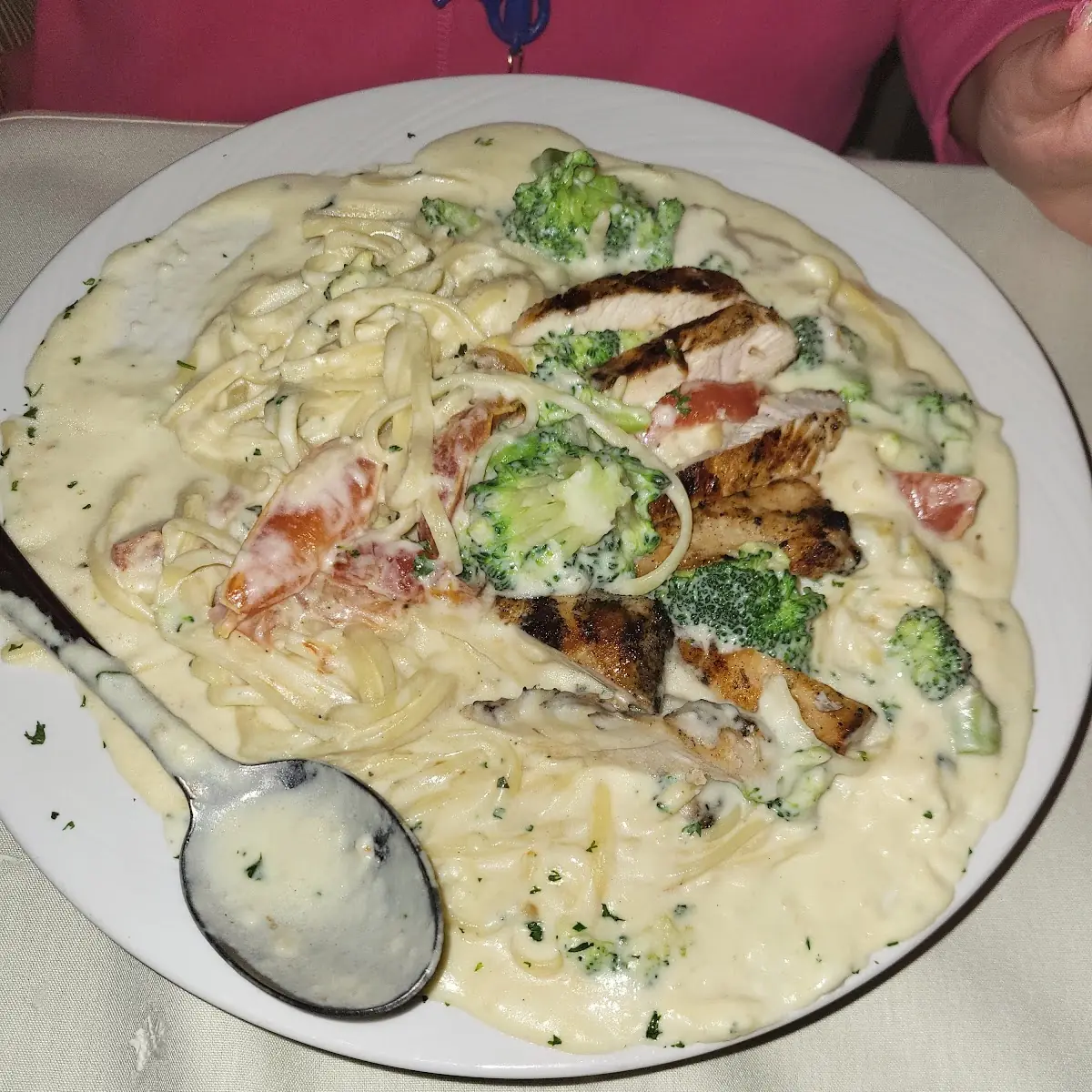 Grilled Chicken Basil Alfredo