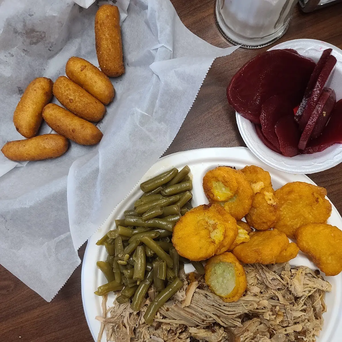 Pulled Pork BBQ Fried Squash Green Beans