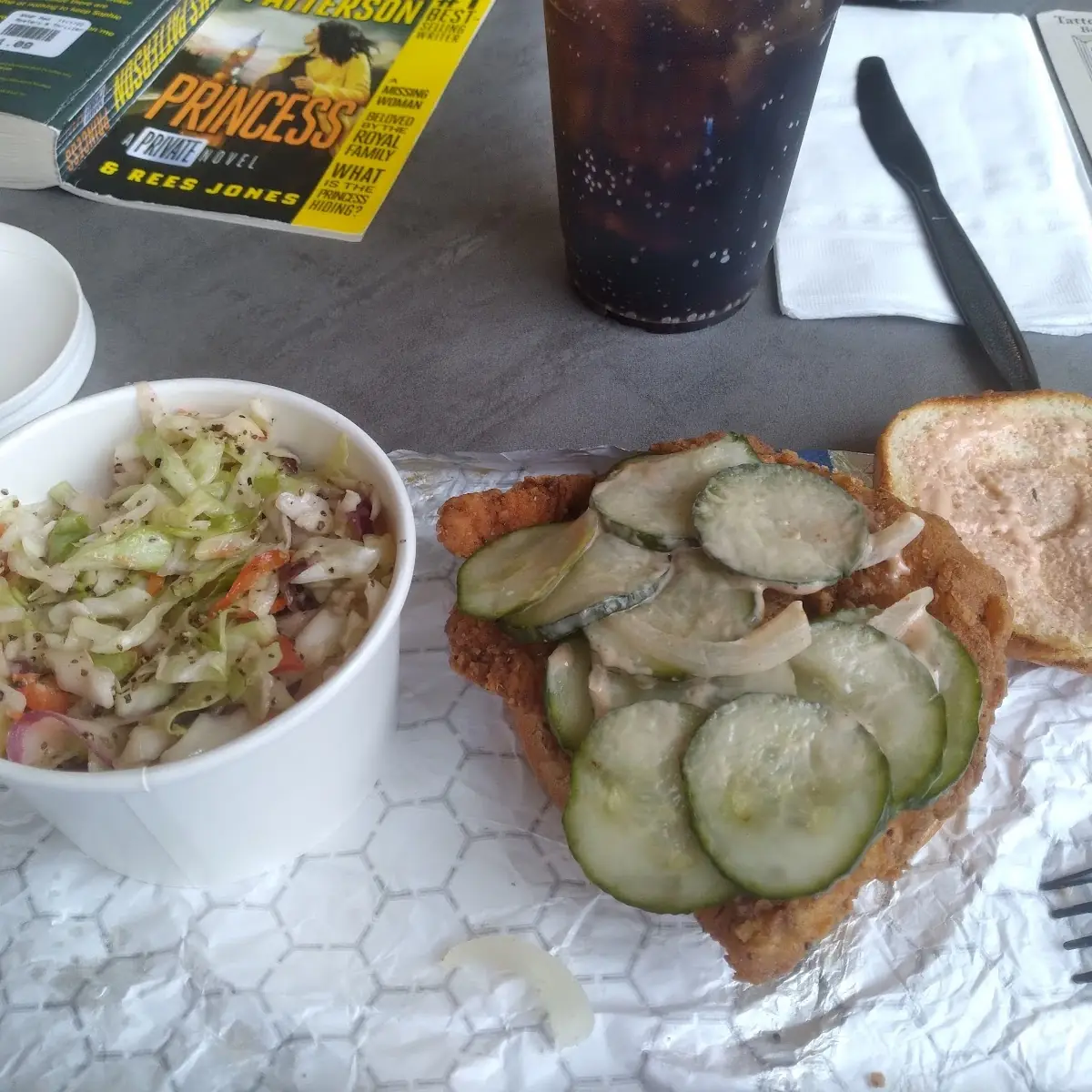 Fried Chicken Sandwich and Slaw