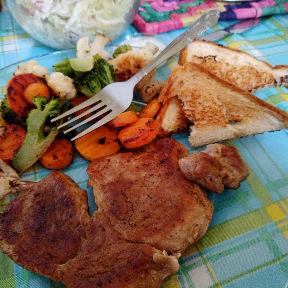Grilled Pork Chop with Grilled Mixed Vegetables