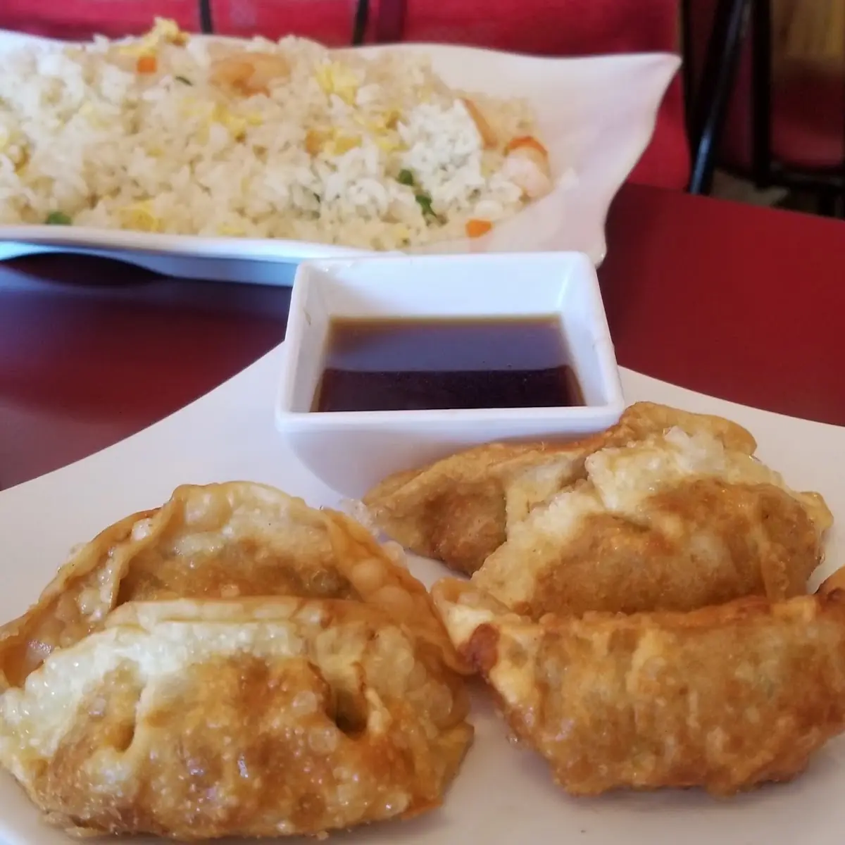 Shrimp Fried Rice and Fried Gyoza
