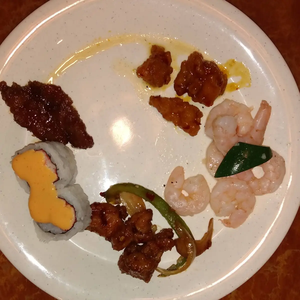 Mandarin Chicken Shrimp Pepper Steak Sushi