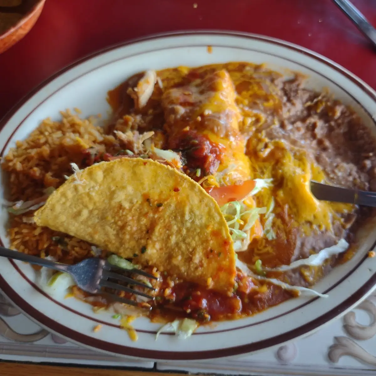 Two Chicken Tacos and Enchilada De Pollo