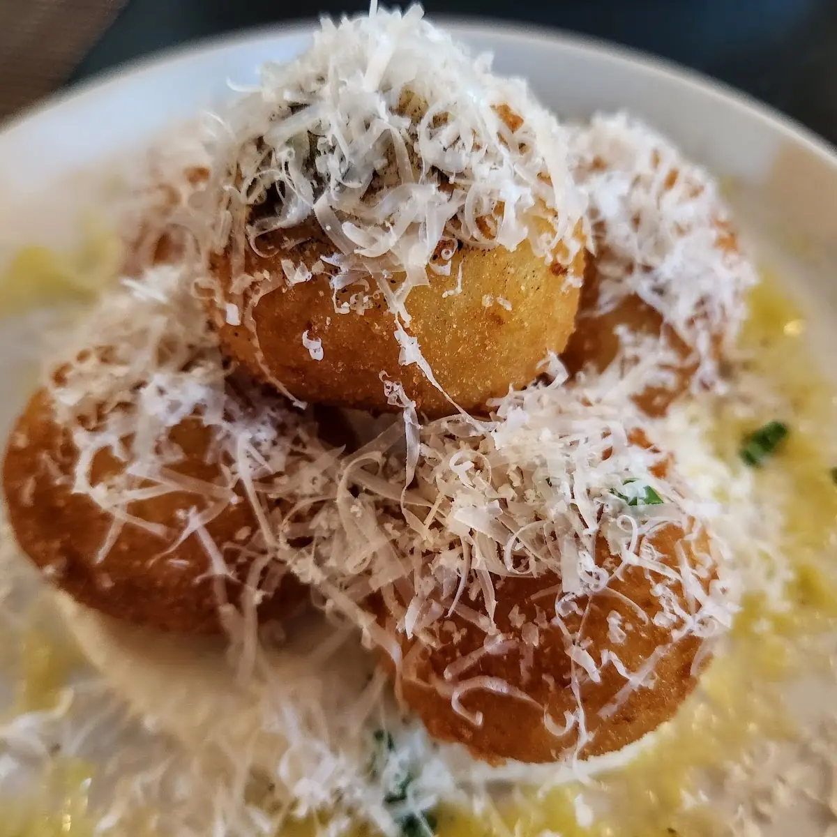 Fried Arancini with Cheese Sauce