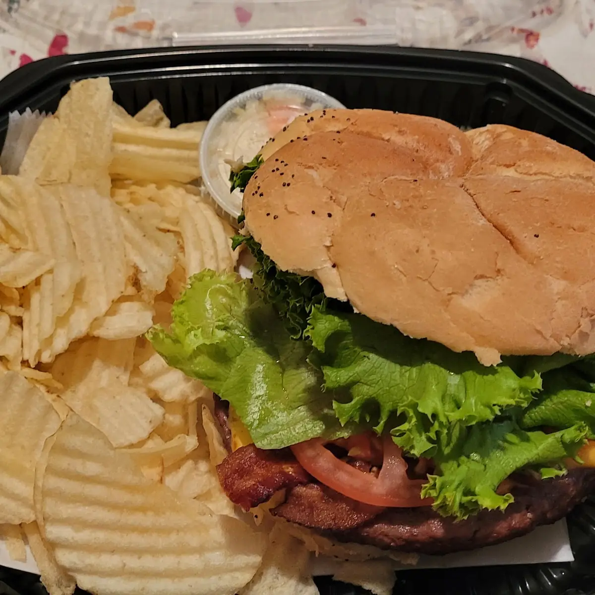 Bacon Cheeseburger and Chips