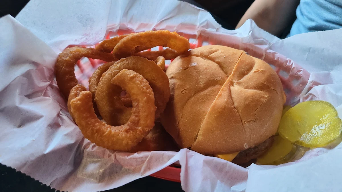 Fish Sandwich and Onion Rings