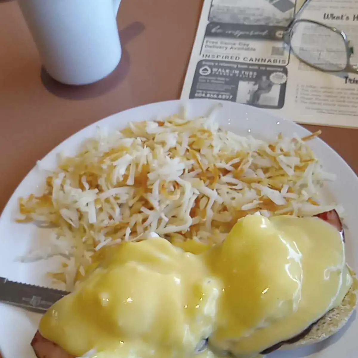 Eggs Benedict with Ham on English Muffins