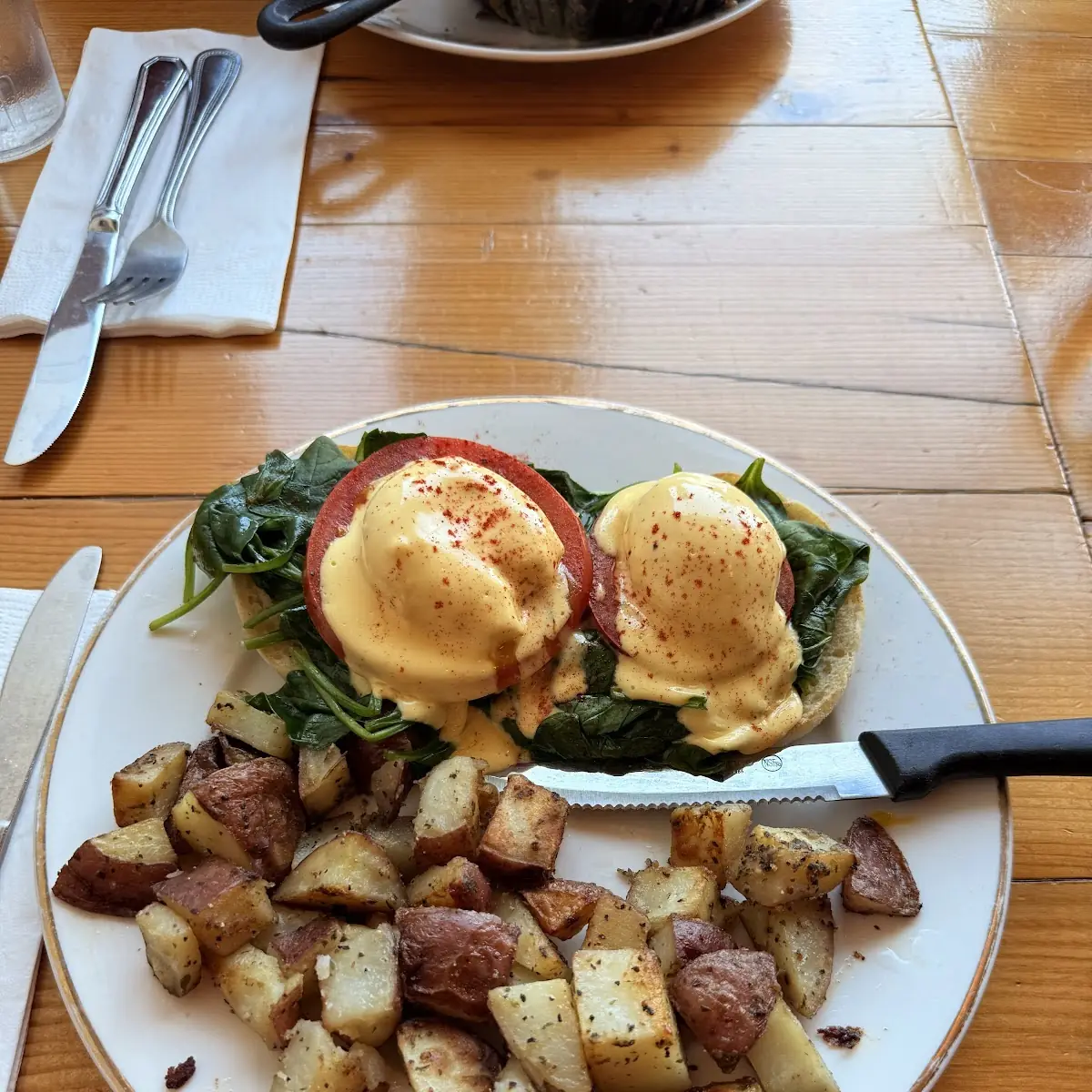 Florentine Eggs Benedict and Potatoes