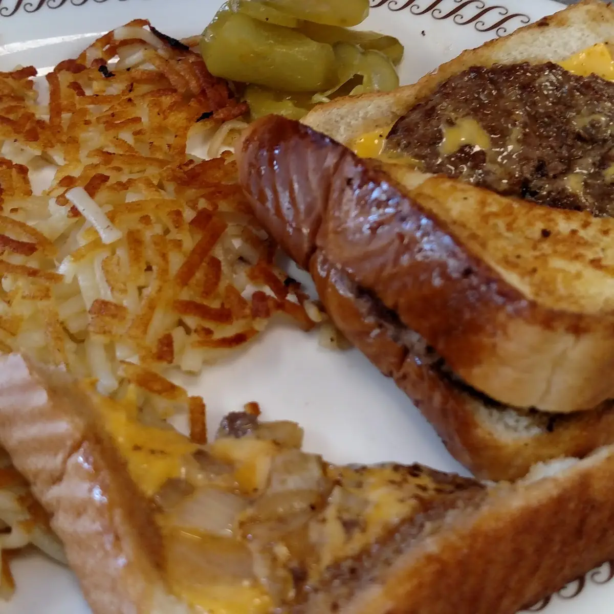 Patty Melt and Hashbrowns