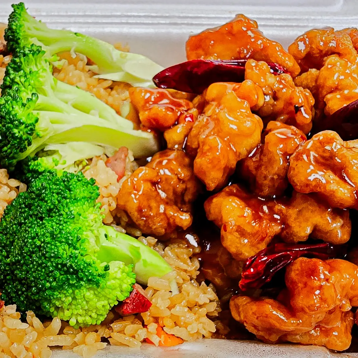 General TSO's Chicken with Pork Fried Rice