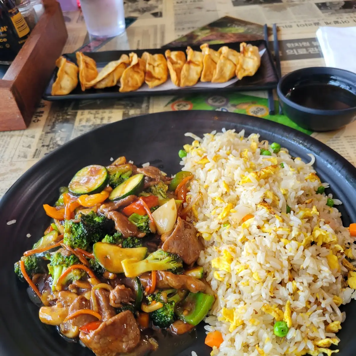 Stir Fry Beef Broccoli with Fried Rice
