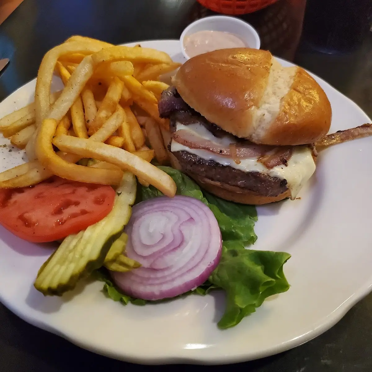 Grilled Onion and Mushroom Burger