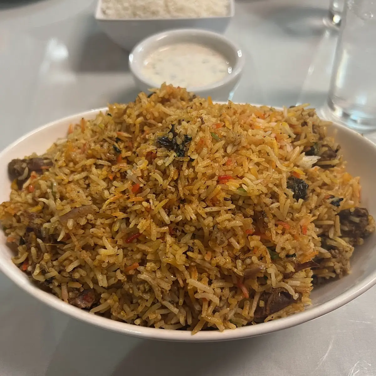 Goat Biryani with Yogurt Sauce