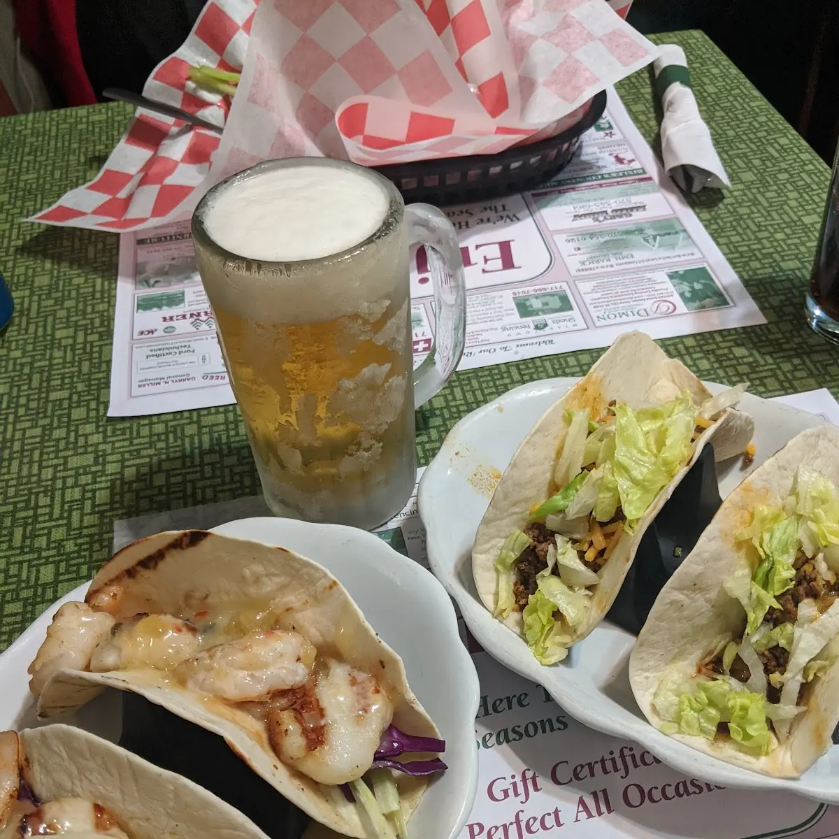 Shrimp Tacos and Beef Tacos