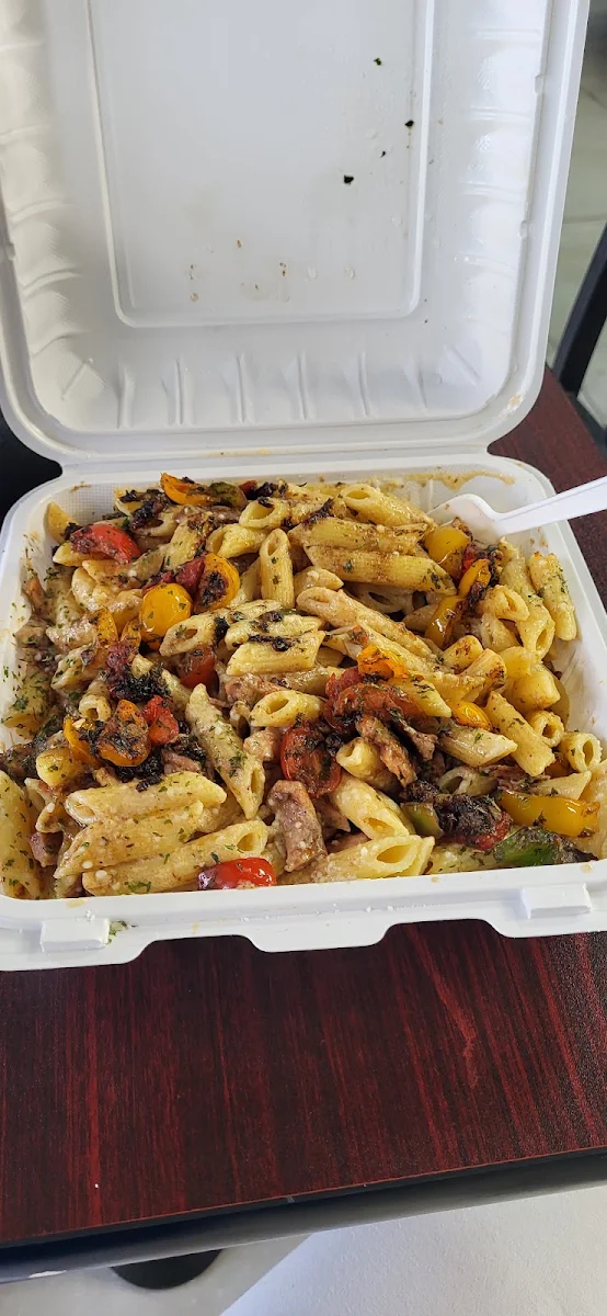 Jerk Checken Penne Aka Rasta Pasta, Mealtors Jamaican Fusion Cuisine