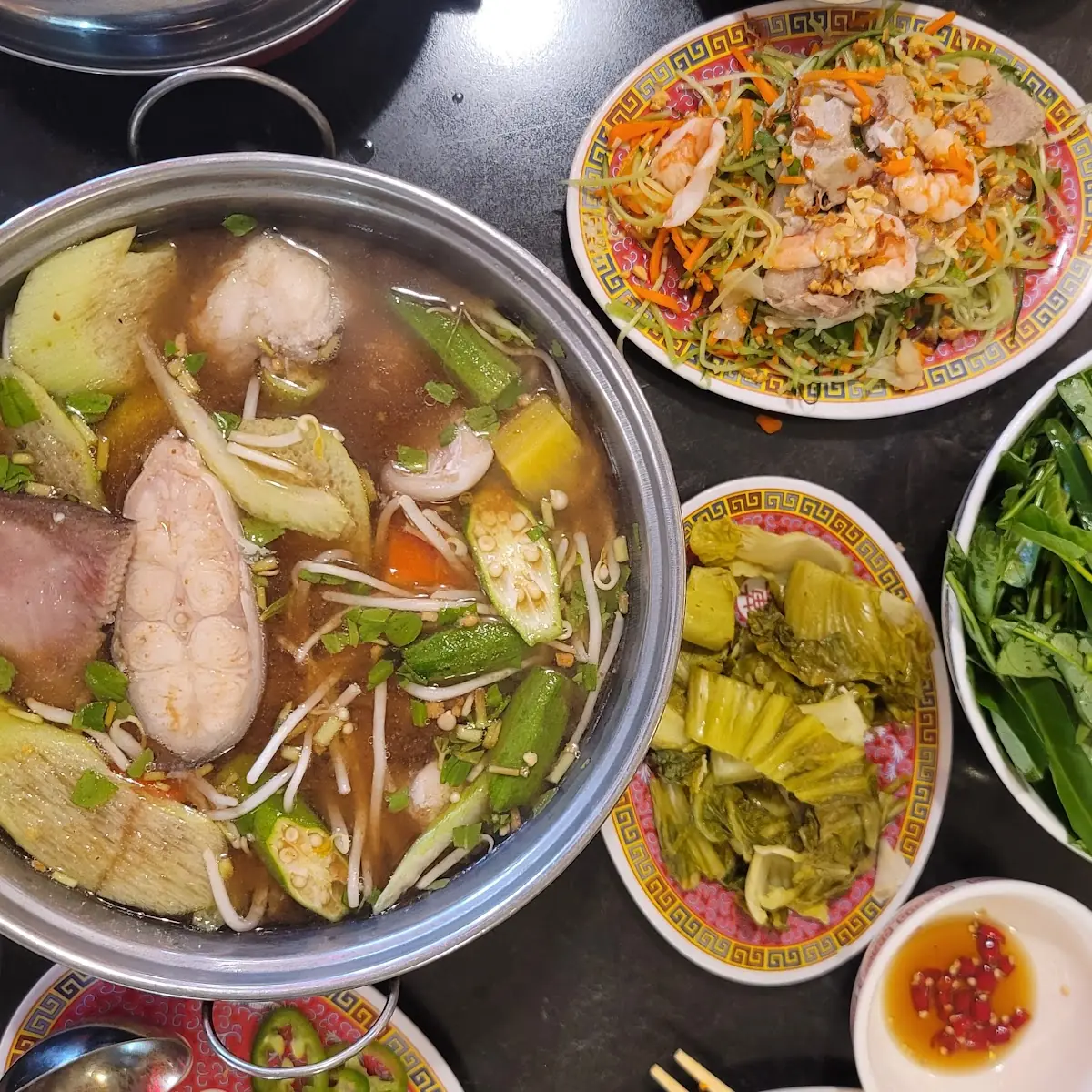 Canh Cua w Morning Glory Veggies