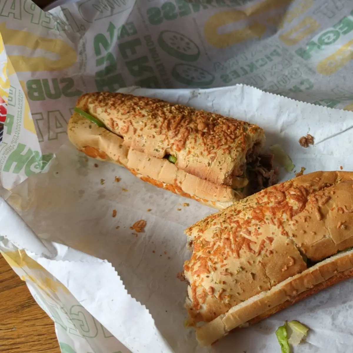 Steak and Cheese on Italian and Cheese Bread, Subway