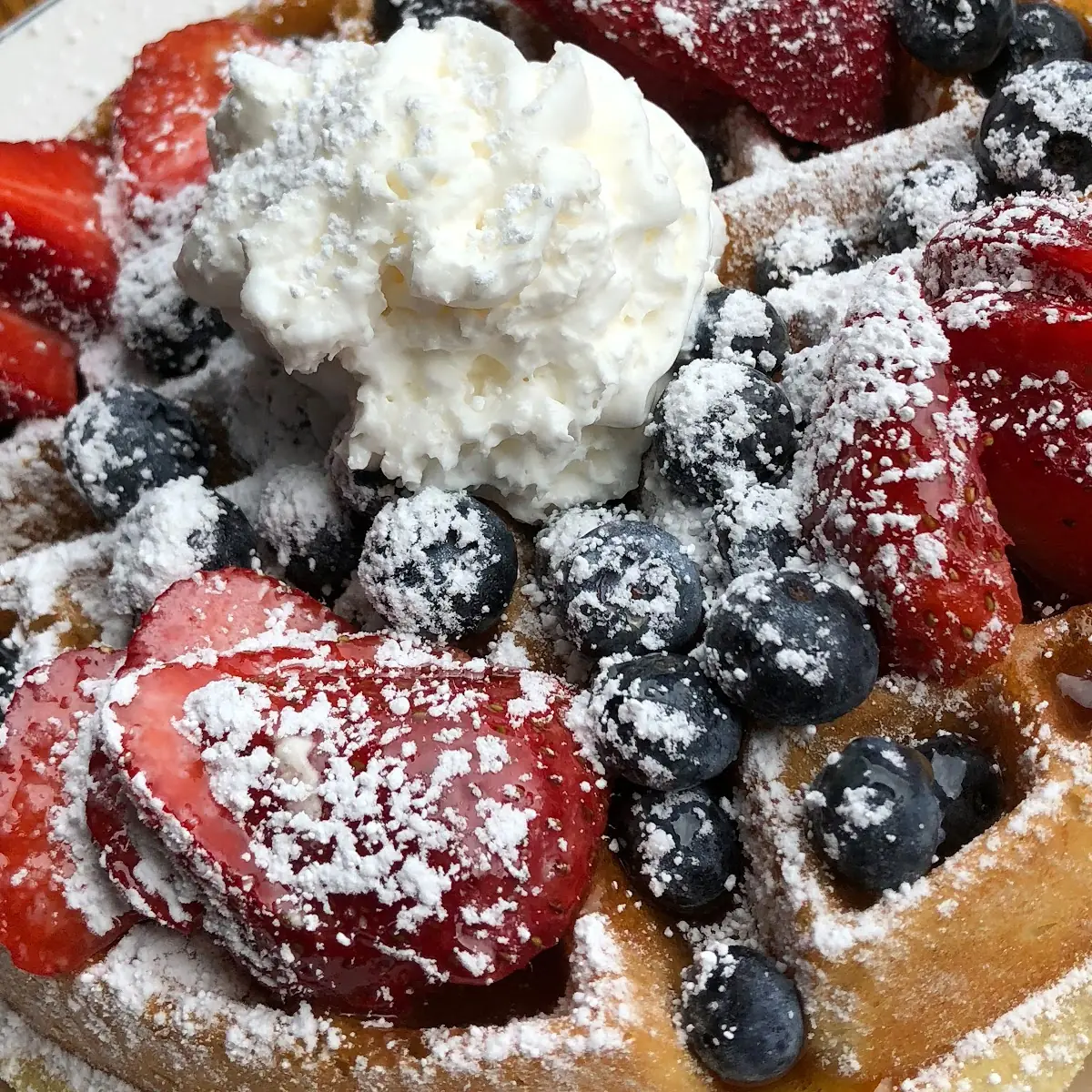 Belgian Waffle with Fresh Fruit Salad