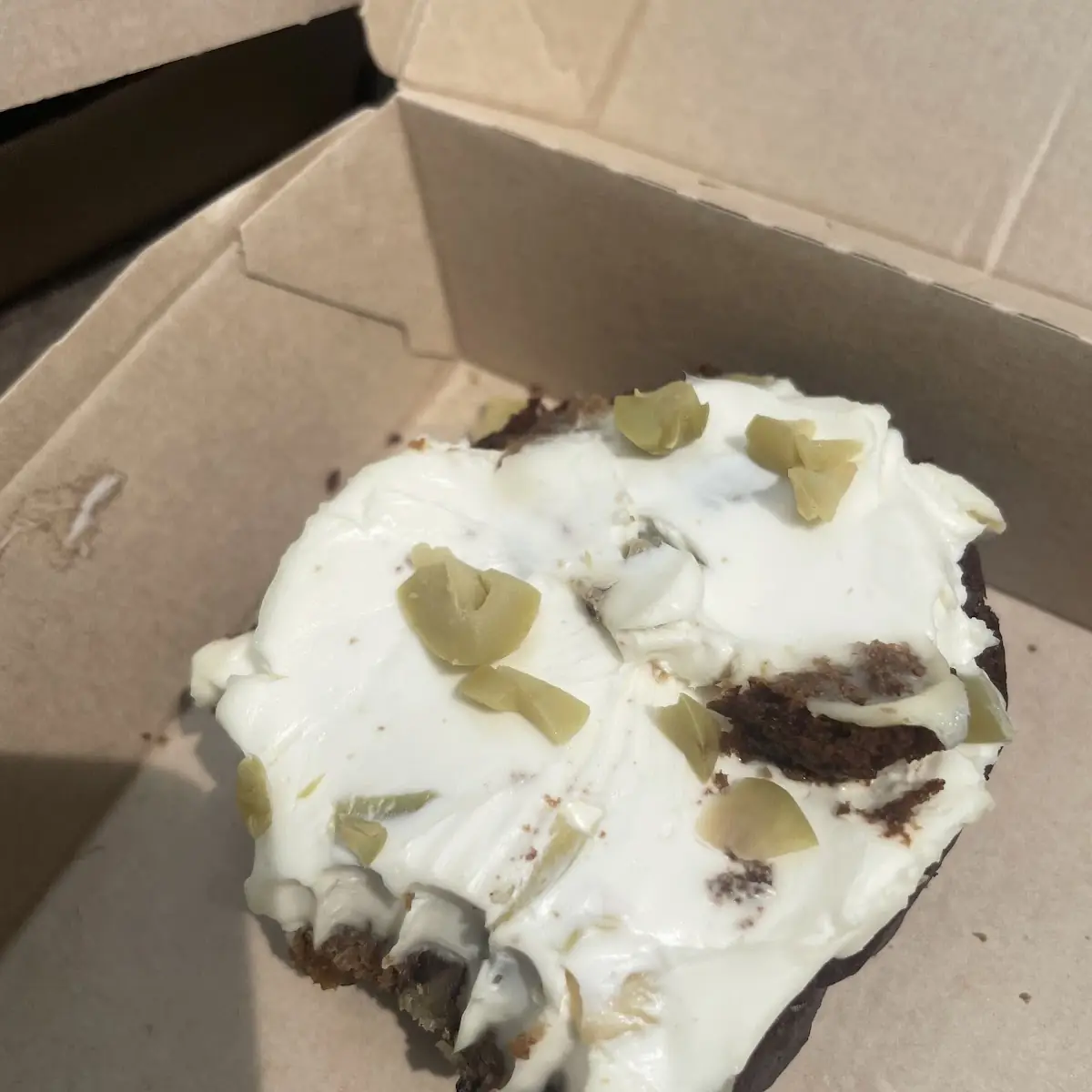 Brown Bread with Cream Cheese and Olives