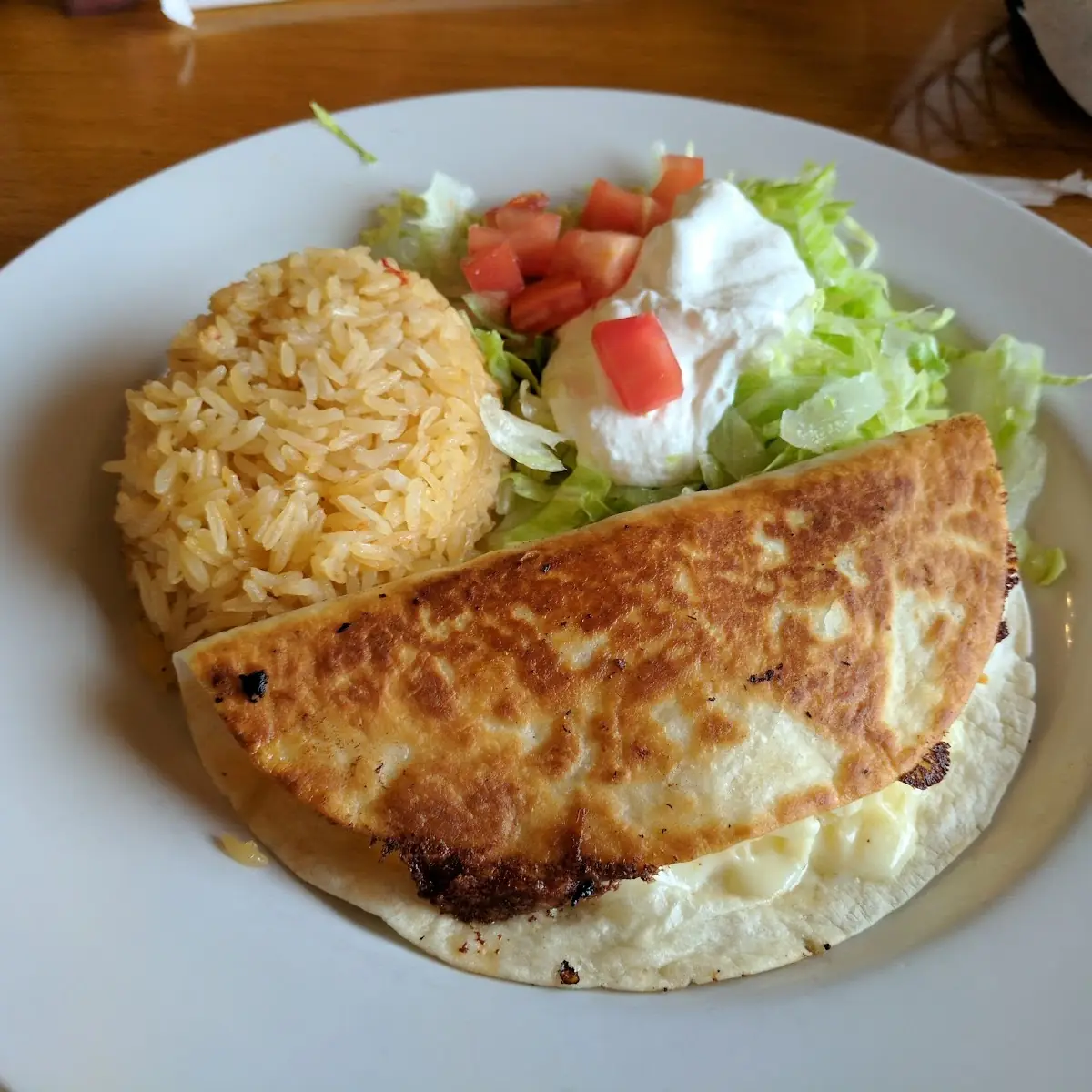 Cheese Quesadilla and Rice