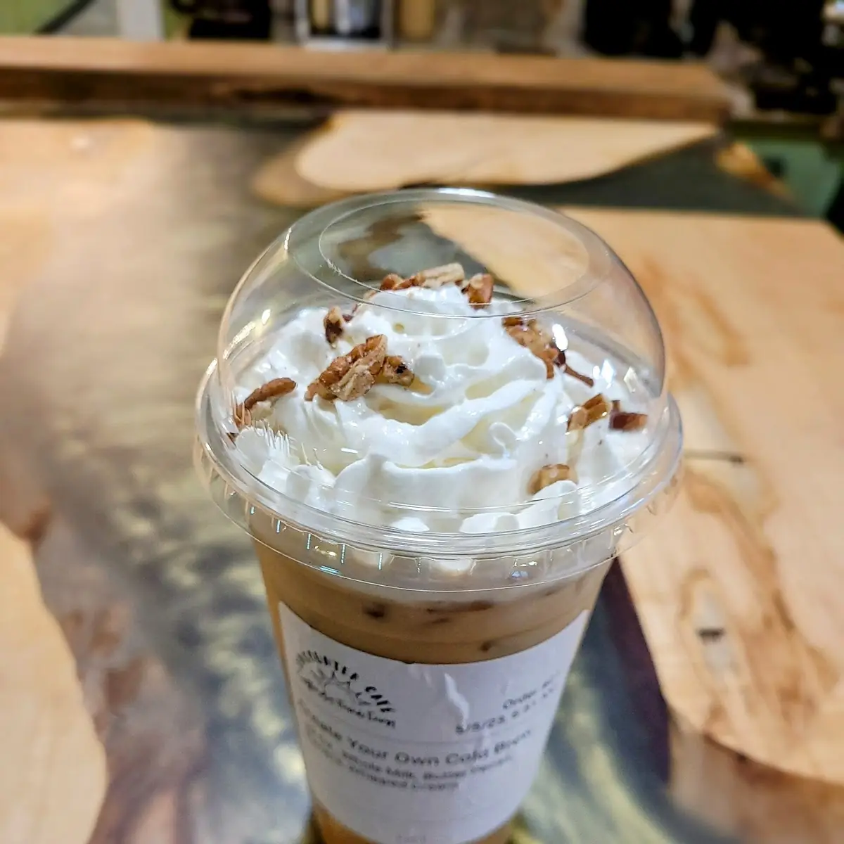 Butter Pecan Cold Brew with Whipped Cream and Pecans