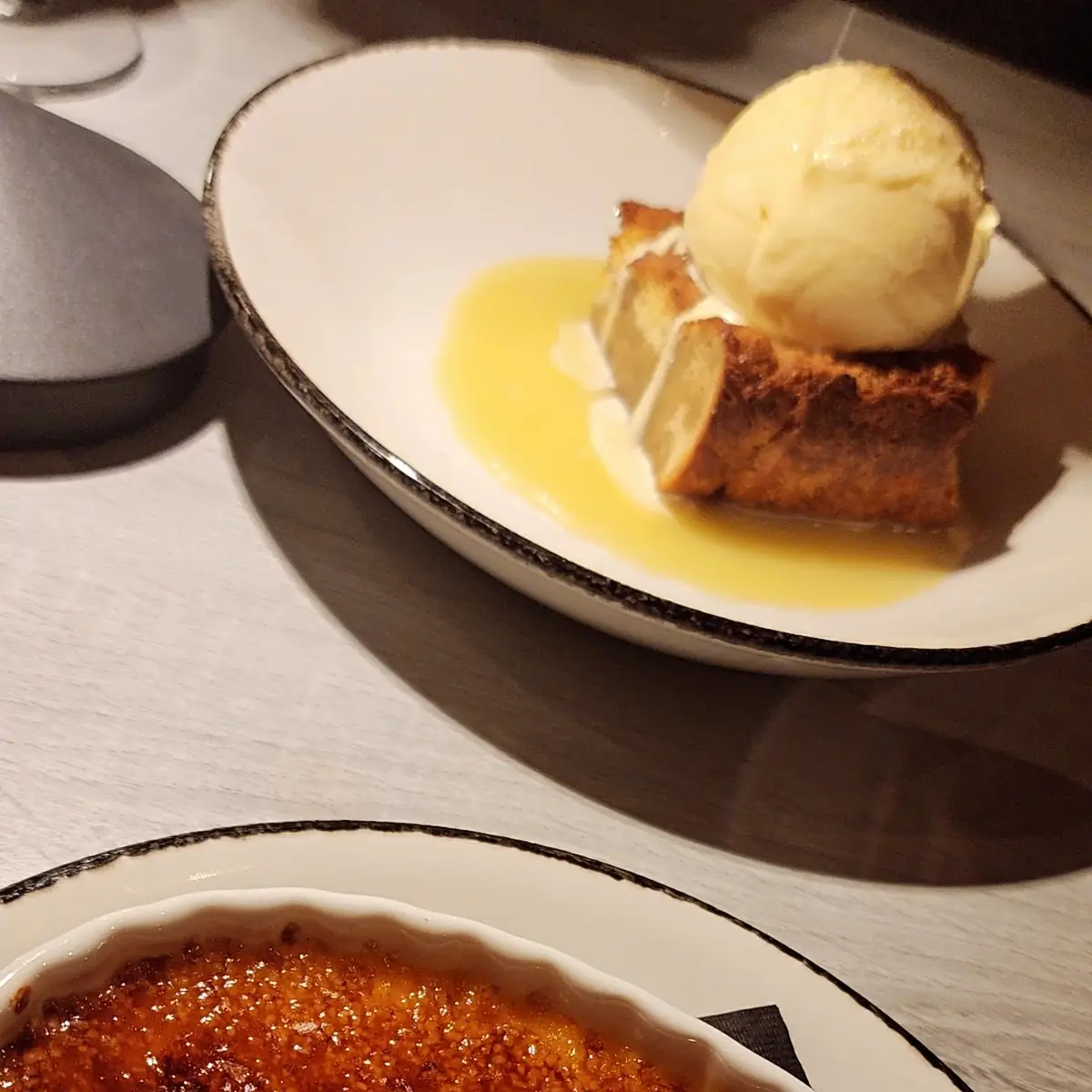 Butterscotch Creme Brule and Bread Pudding