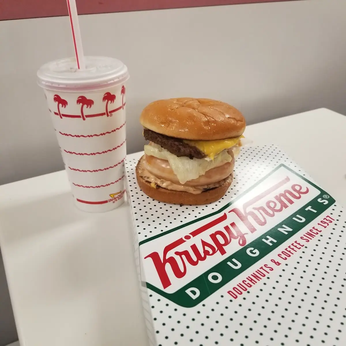 Double Double with Krispykream Glazed Donut