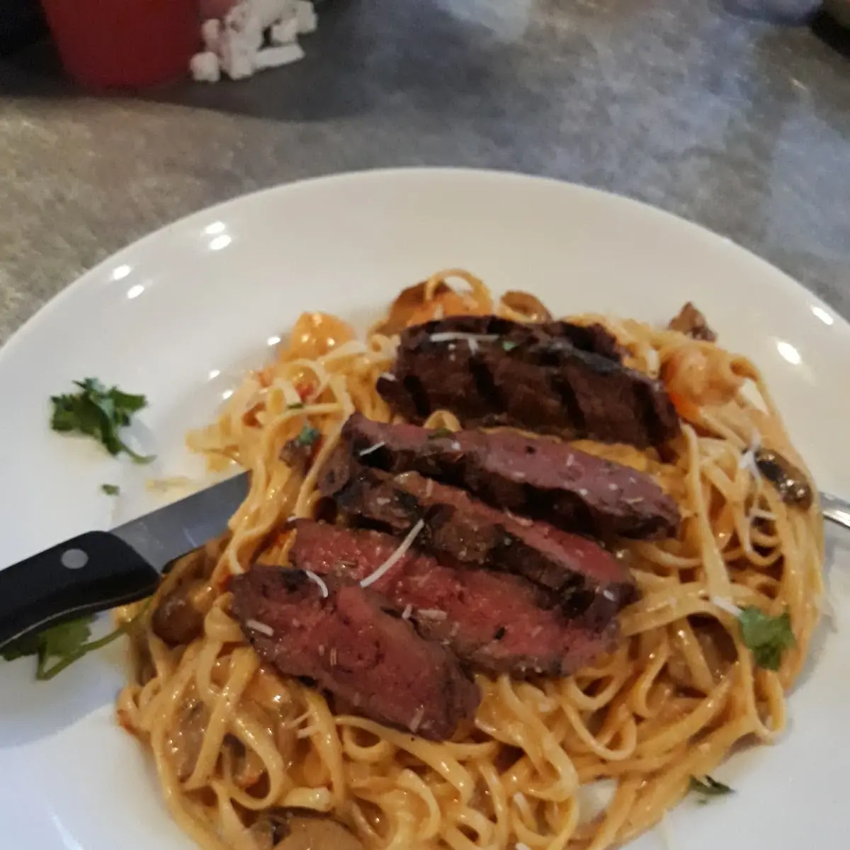 Bistro Steak & Shrimp Alfredo Linguine