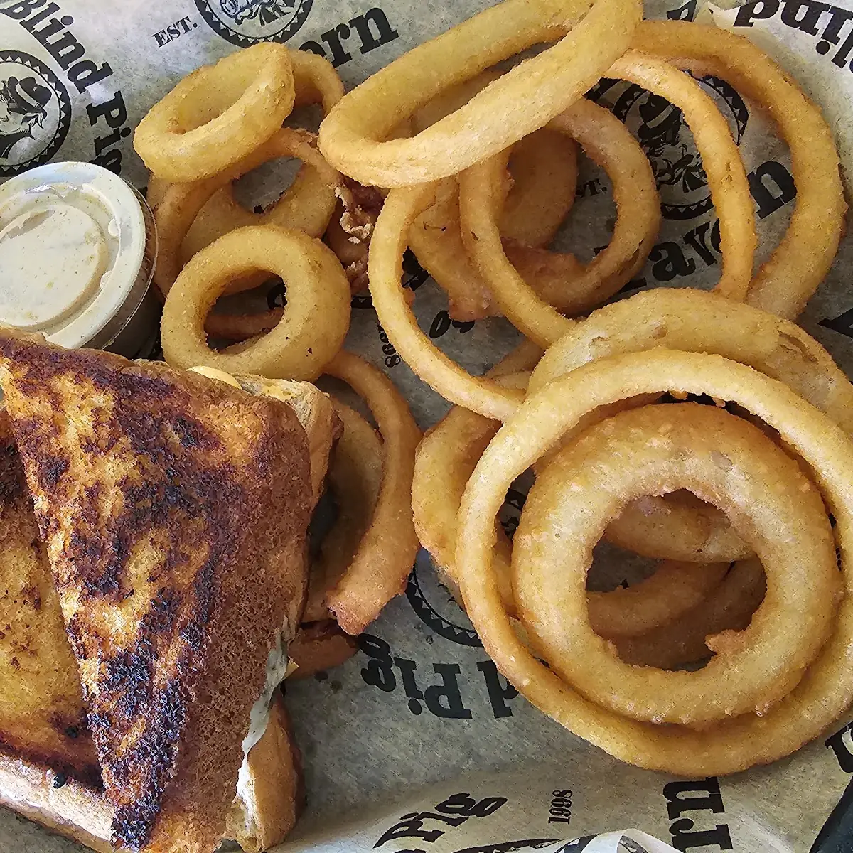 Patty Melt and Onion Rings