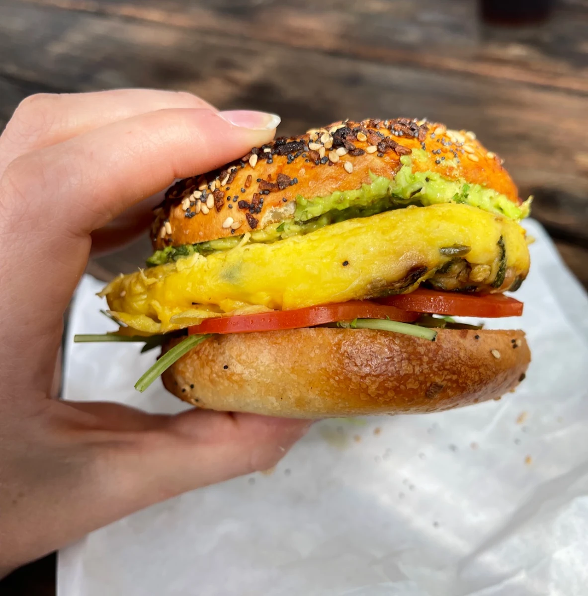 Veggie Egg Bagel Sandwich