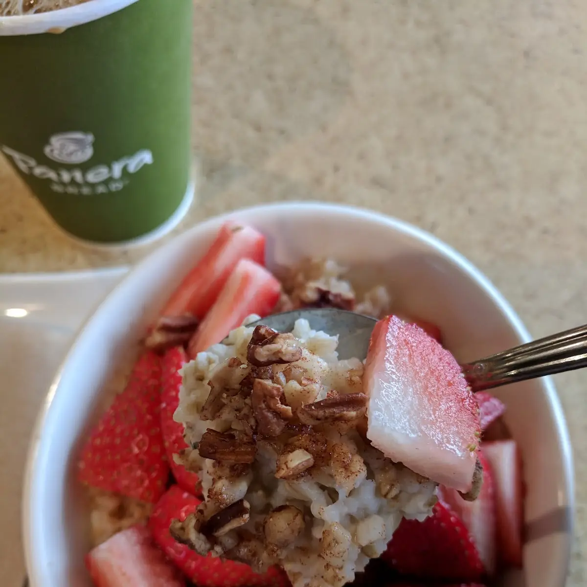 Steel Cut Oatmeal with Strawberries & Pecans