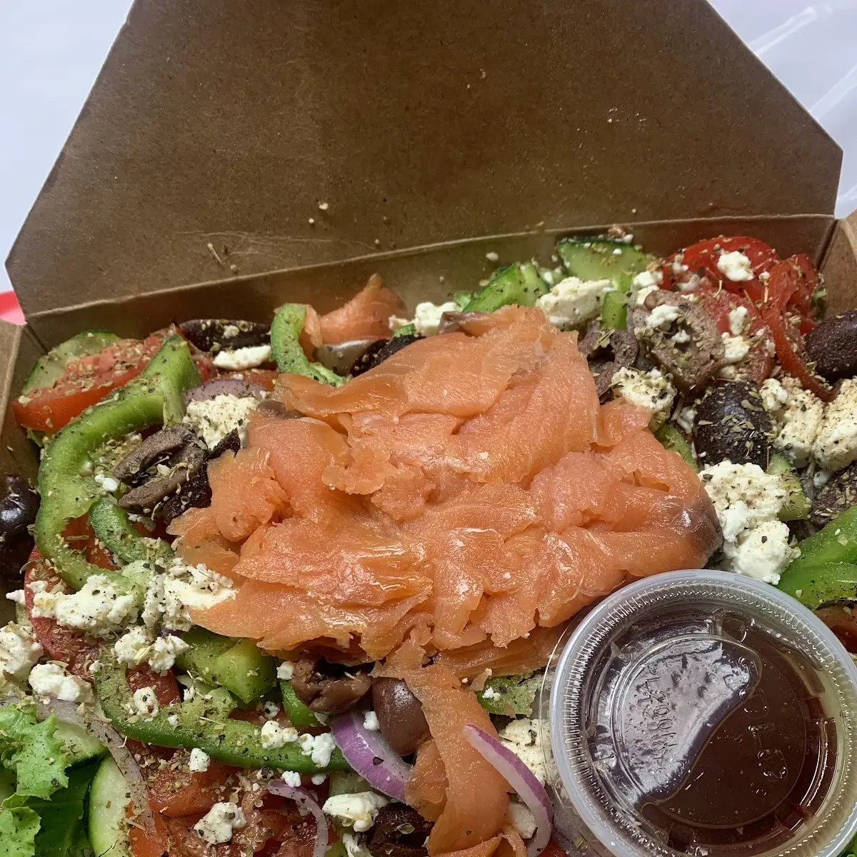 Greek Salad with Smoked Salmon
