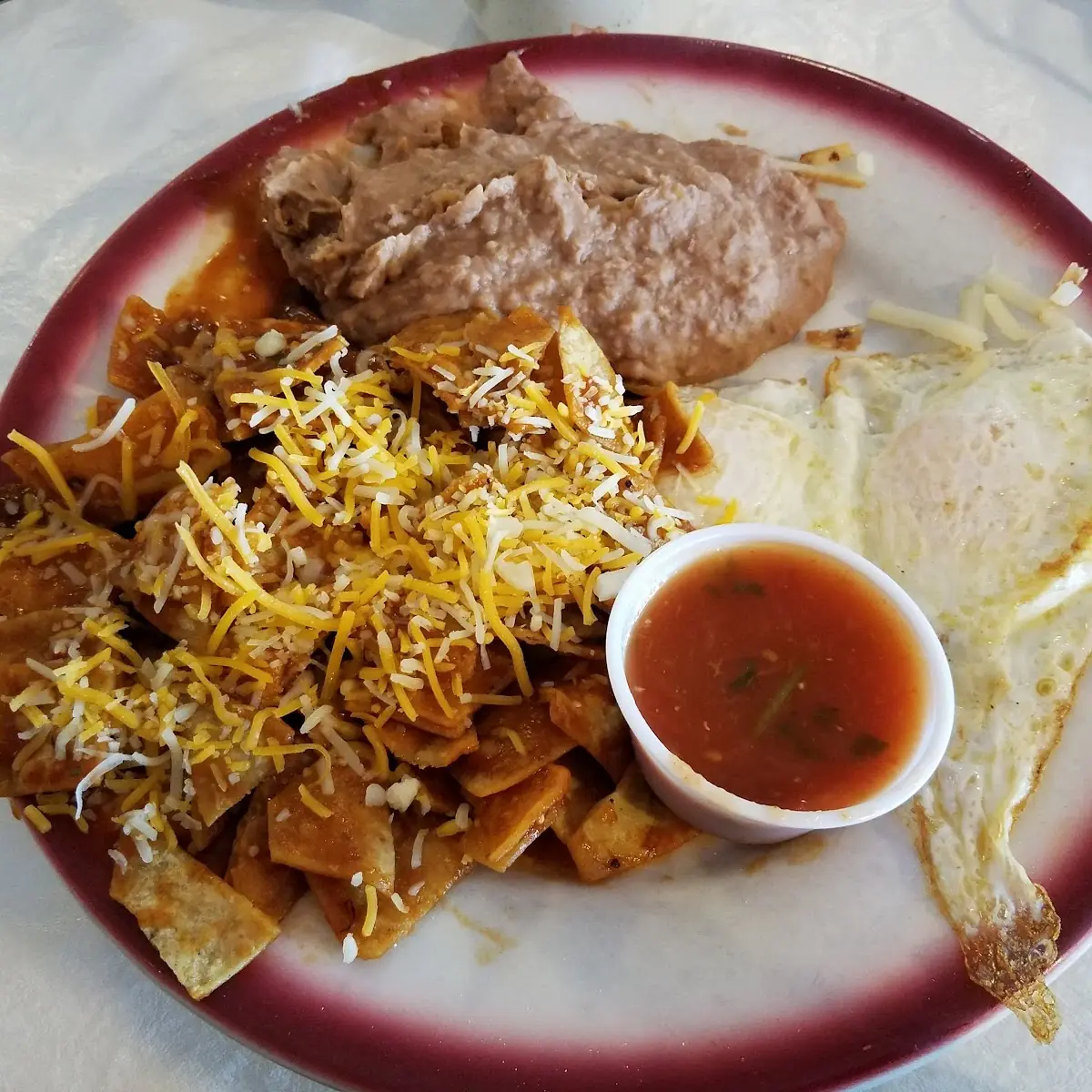 Chilaquiles with Refried Beans