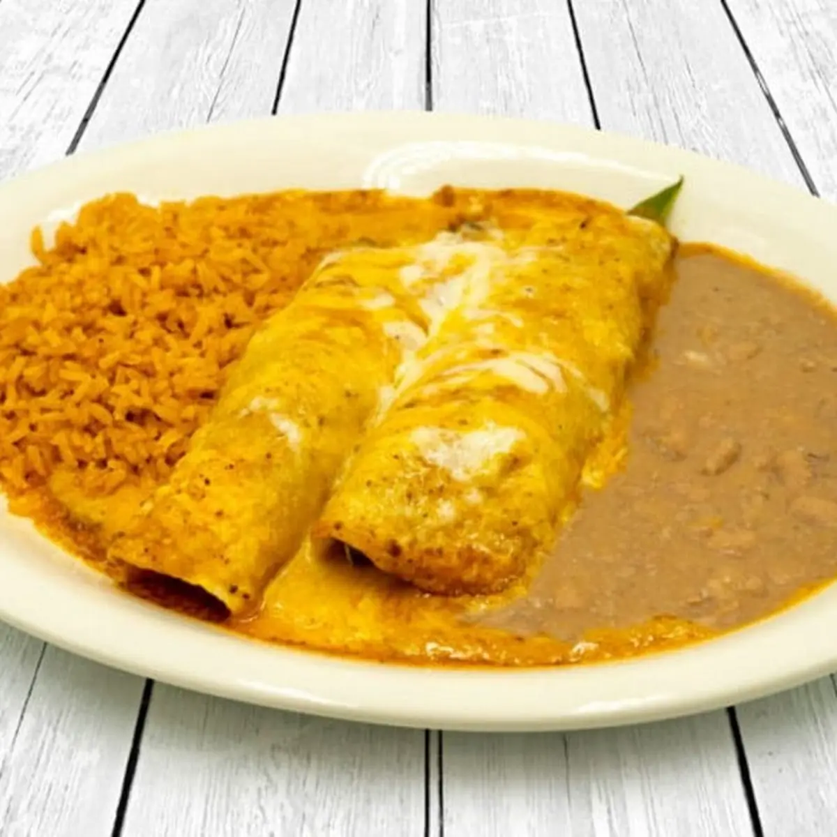 Beef Enchiladas Rice & Beans