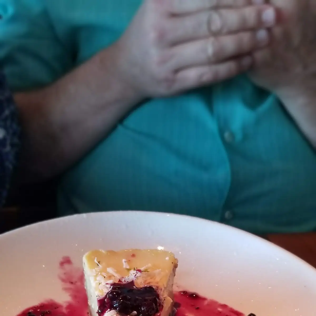 Key Lime Cheese Cake with Blue Berry Compote