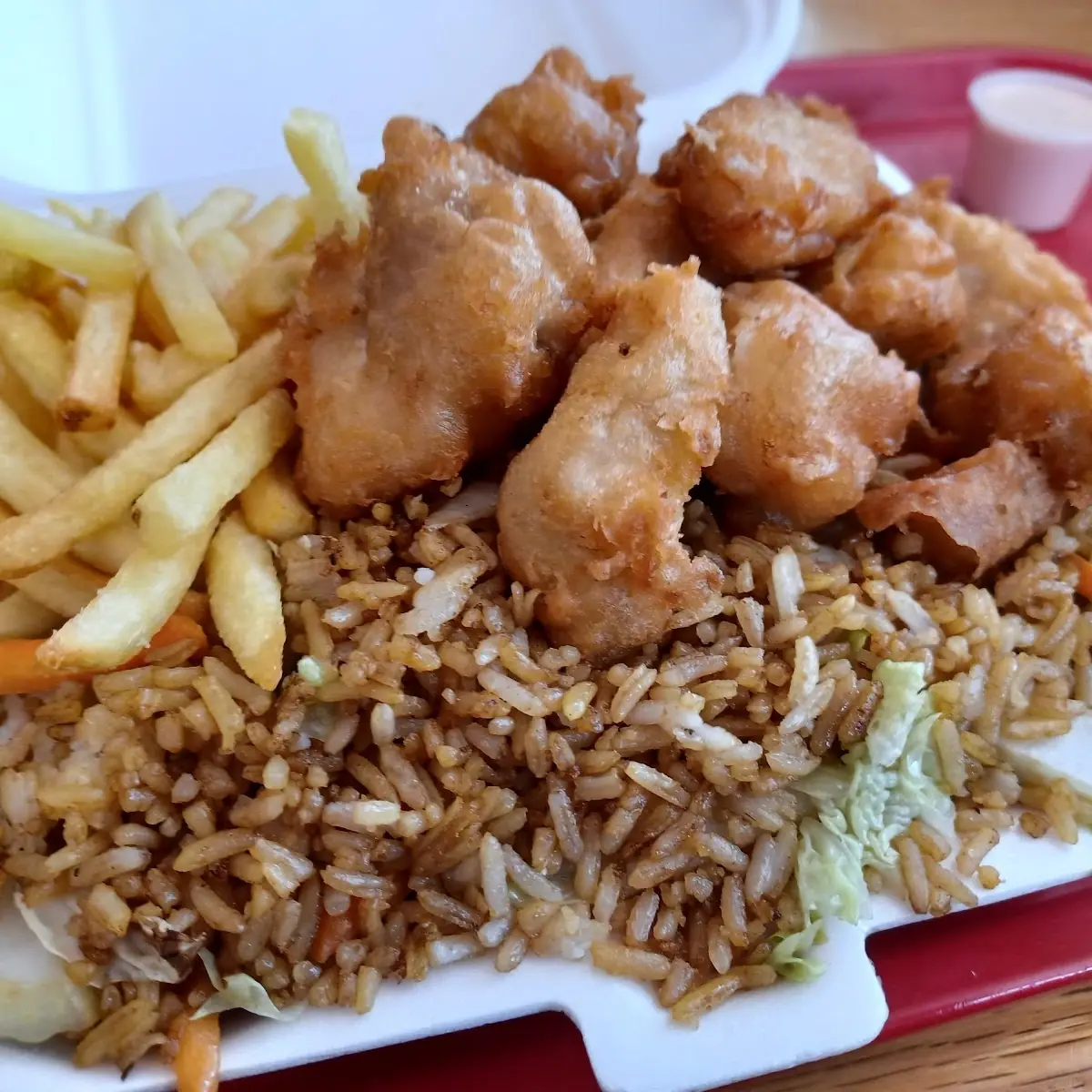 Combination Fried Rice and Fried Chicken