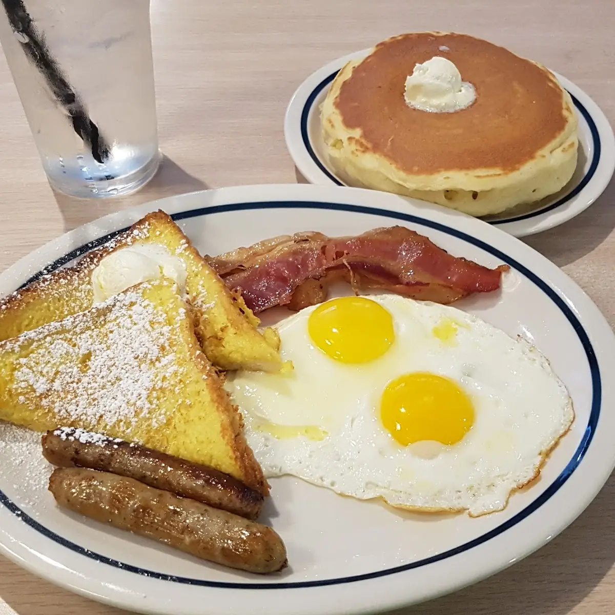 Bacon Sausage Links Hash Browns Ham and Eggs