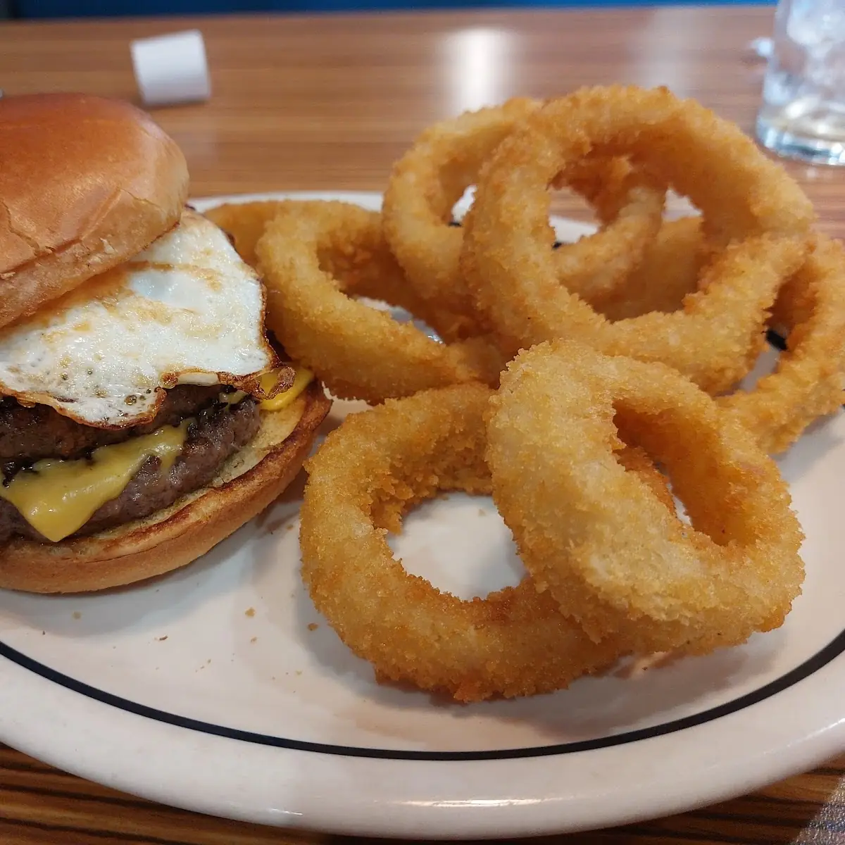 Breakfast Burger with Onion Rings