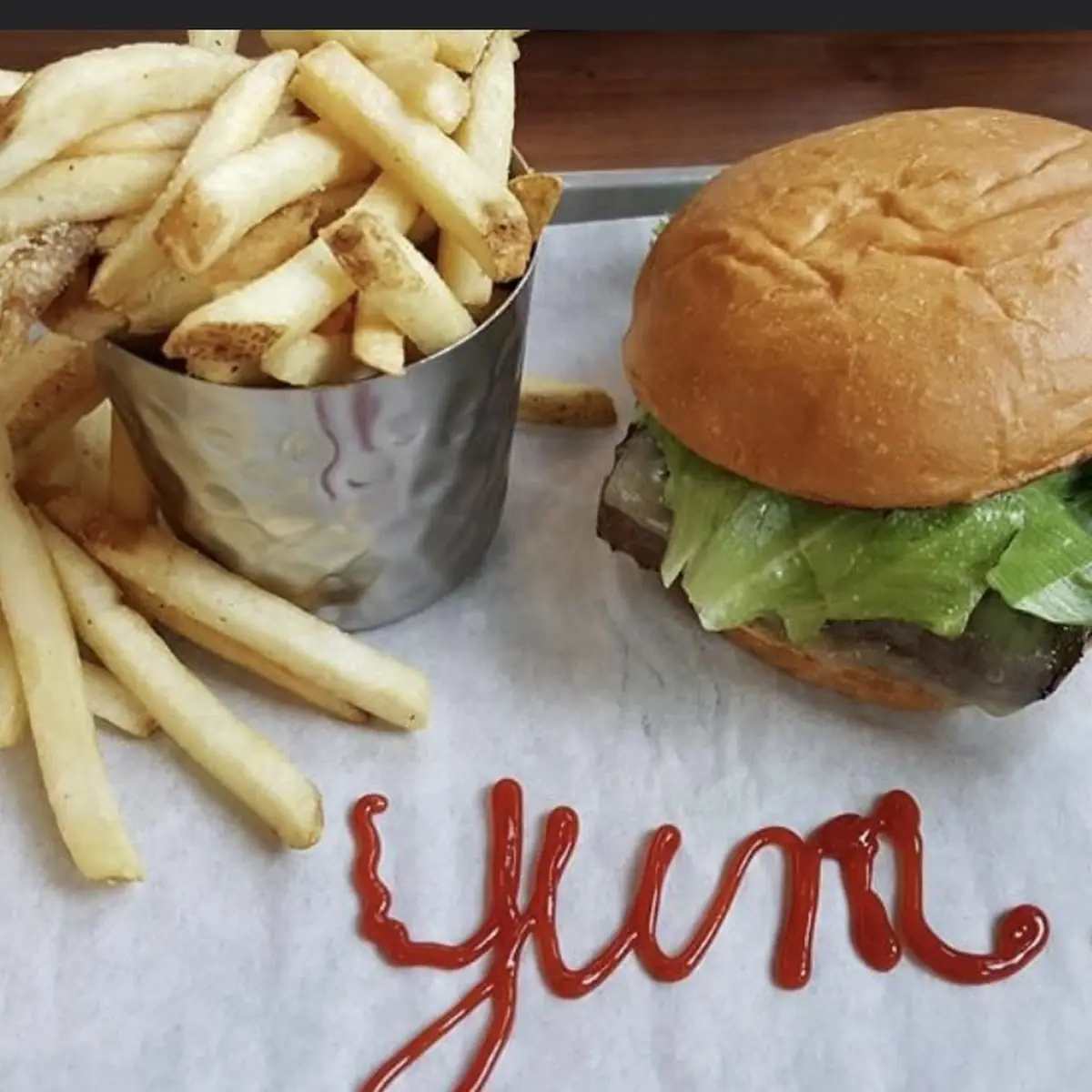 Bison Burger and Fries