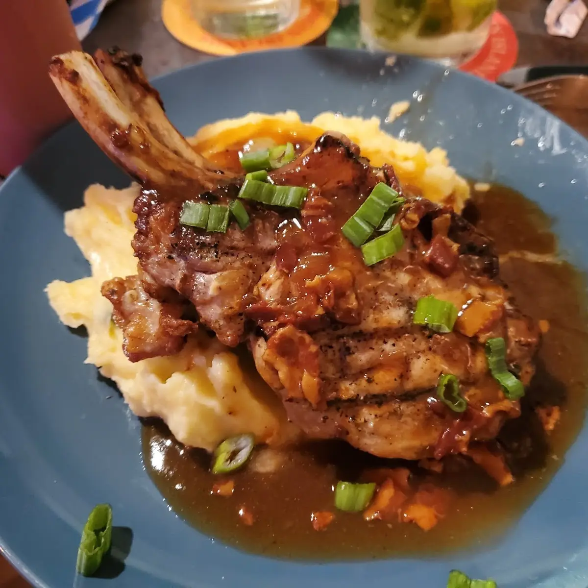 Bone in Pork Chop with Mashed Potatoes