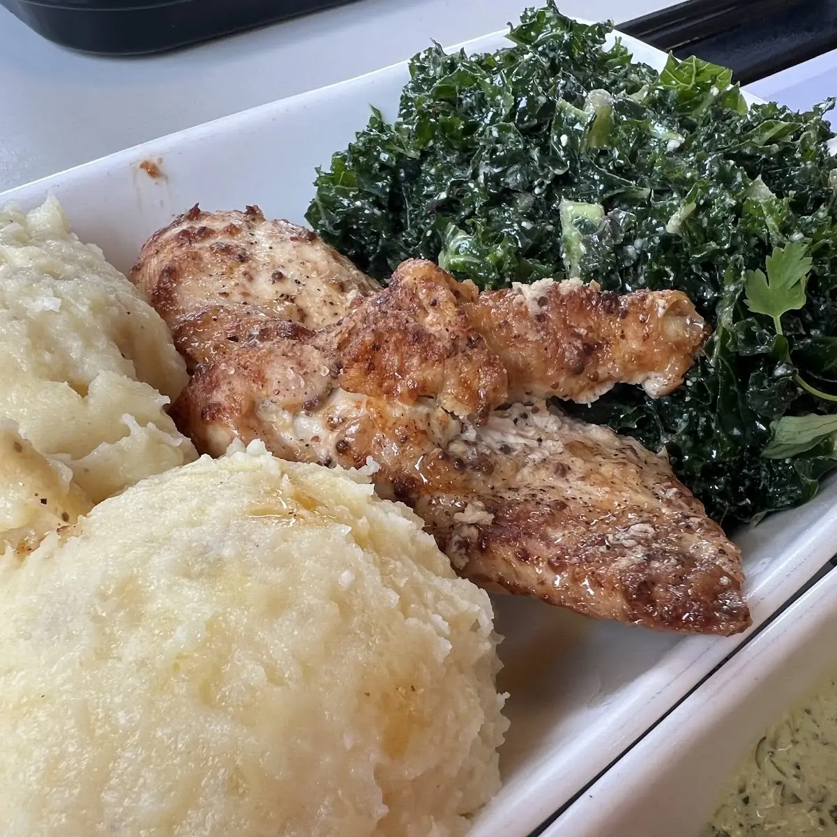 Mash Potato Grilled Chicken Kale Caesar Slaw