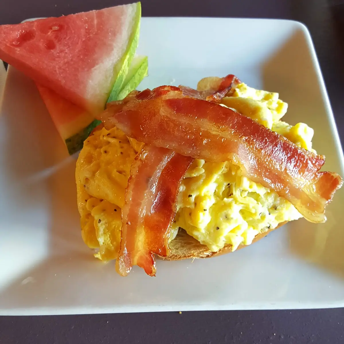 Avocado with Scrambled Eggs Bacon