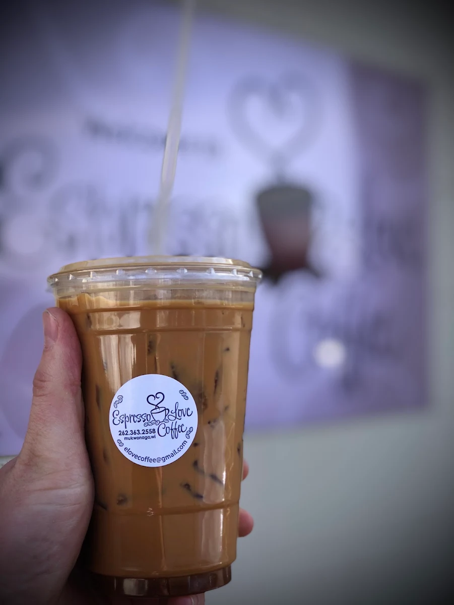 Iced Americano with Caramel and Cream