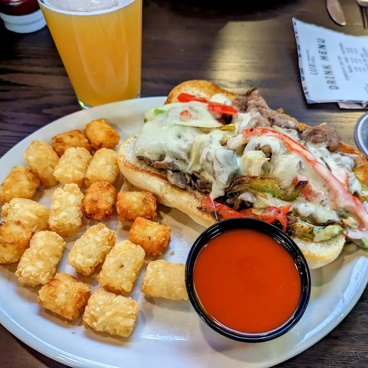 Beef Philly with Tator Tots