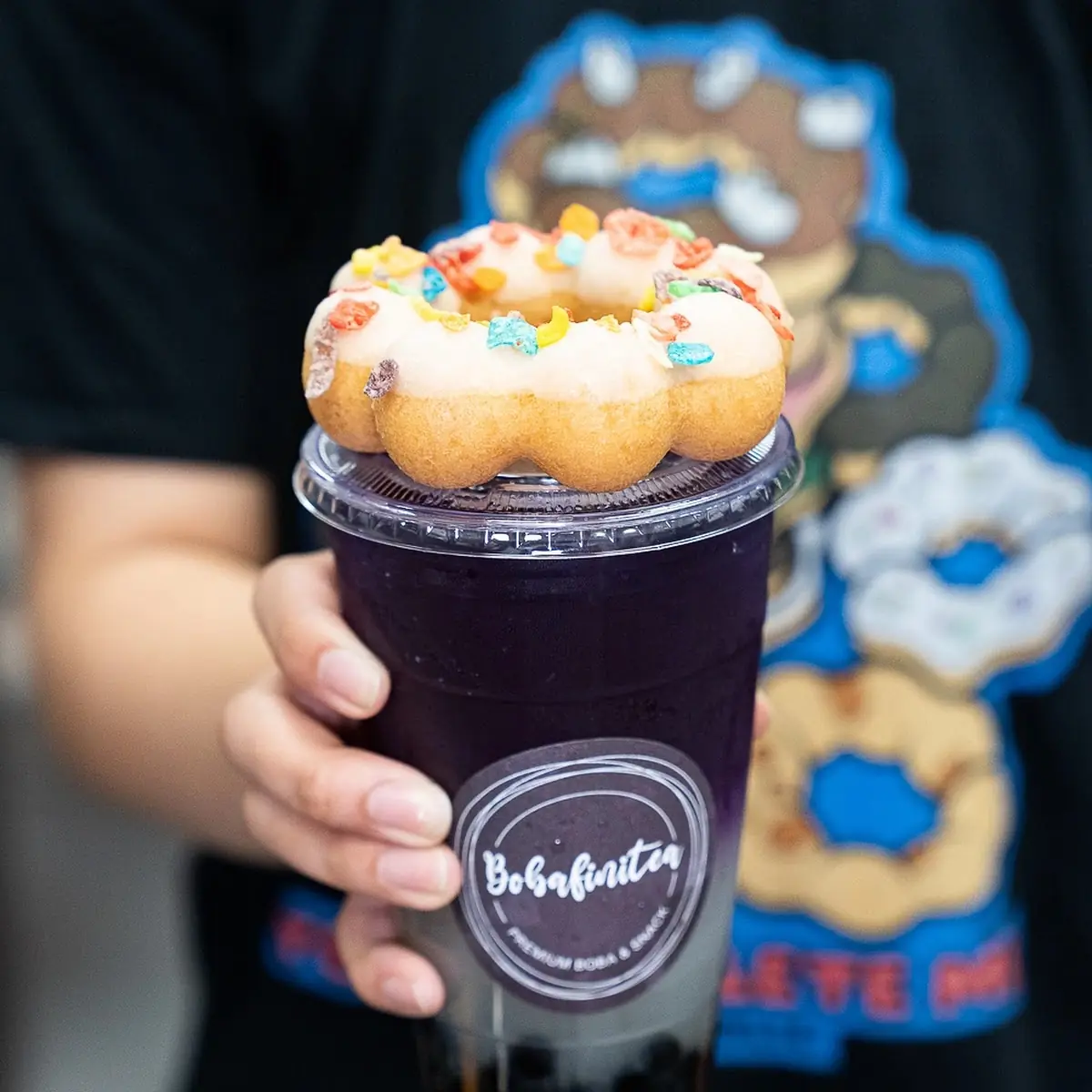 Lychee Lemonade and Fruity Pebbles Mochi Donut